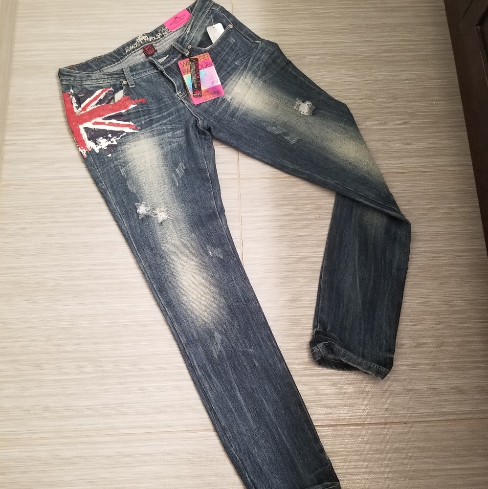 Womans painted FLAG skinny jeans